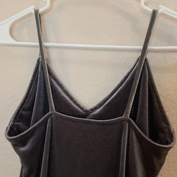 Bradely Michelle Dress Womens 2XS Gray Velvet Velour Fitted Sheath Midi Casual - Picture 8 of 12